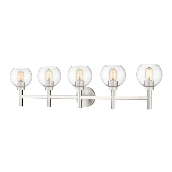 Z-Lite Sutton Vanity, 5-Light, 39.5 In.W x 7 In.L x 10.25 In.H, Brushed Nickel/Clear 7502-5V-BN - main